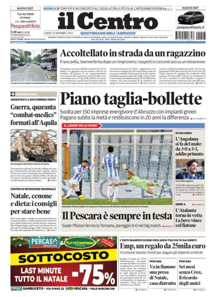 Prima-pagina-il centro-oggi-edizione-del-2024-12-23